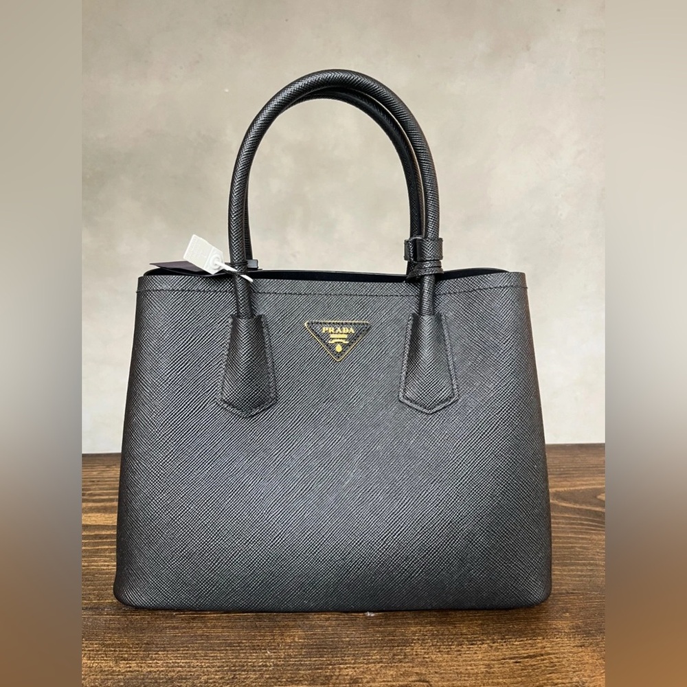 Prada Double Bag Black Saffiano Leather Medium Retails $5000